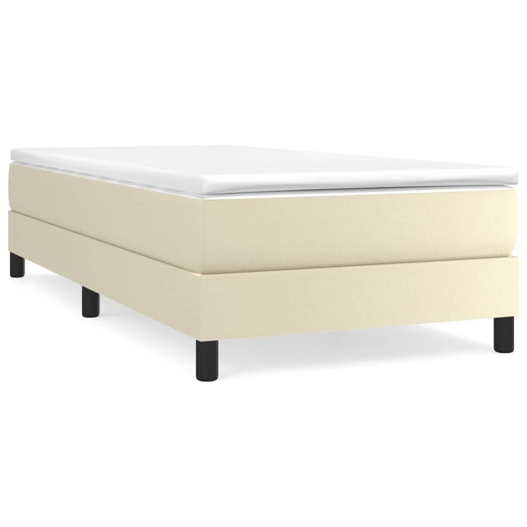 vidaXL Κρεβάτι Boxspring με Στρώμα Κρεμ 80 x 200 εκ. Συνθετικό Δέρμα