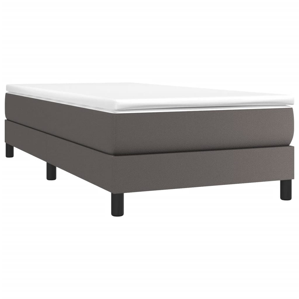 vidaXL Κρεβάτι Boxspring με Στρώμα Γκρι 80 x 200 εκ. Συνθετικό Δέρμα