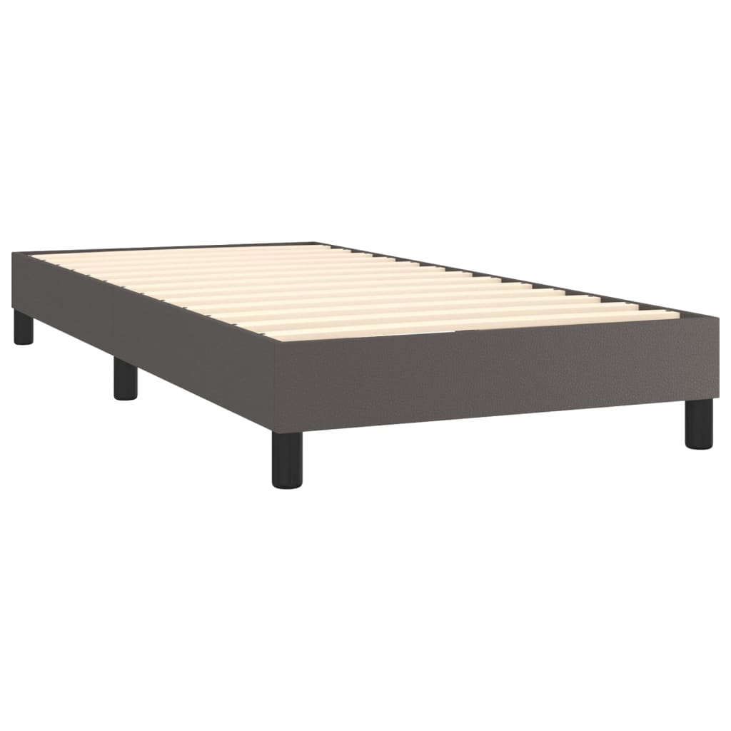 vidaXL Κρεβάτι Boxspring με Στρώμα Γκρι 80 x 200 εκ. Συνθετικό Δέρμα