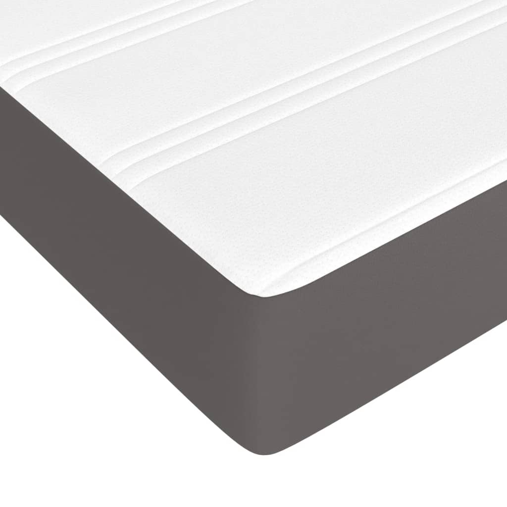 vidaXL Κρεβάτι Boxspring με Στρώμα Γκρι 80 x 200 εκ. Συνθετικό Δέρμα