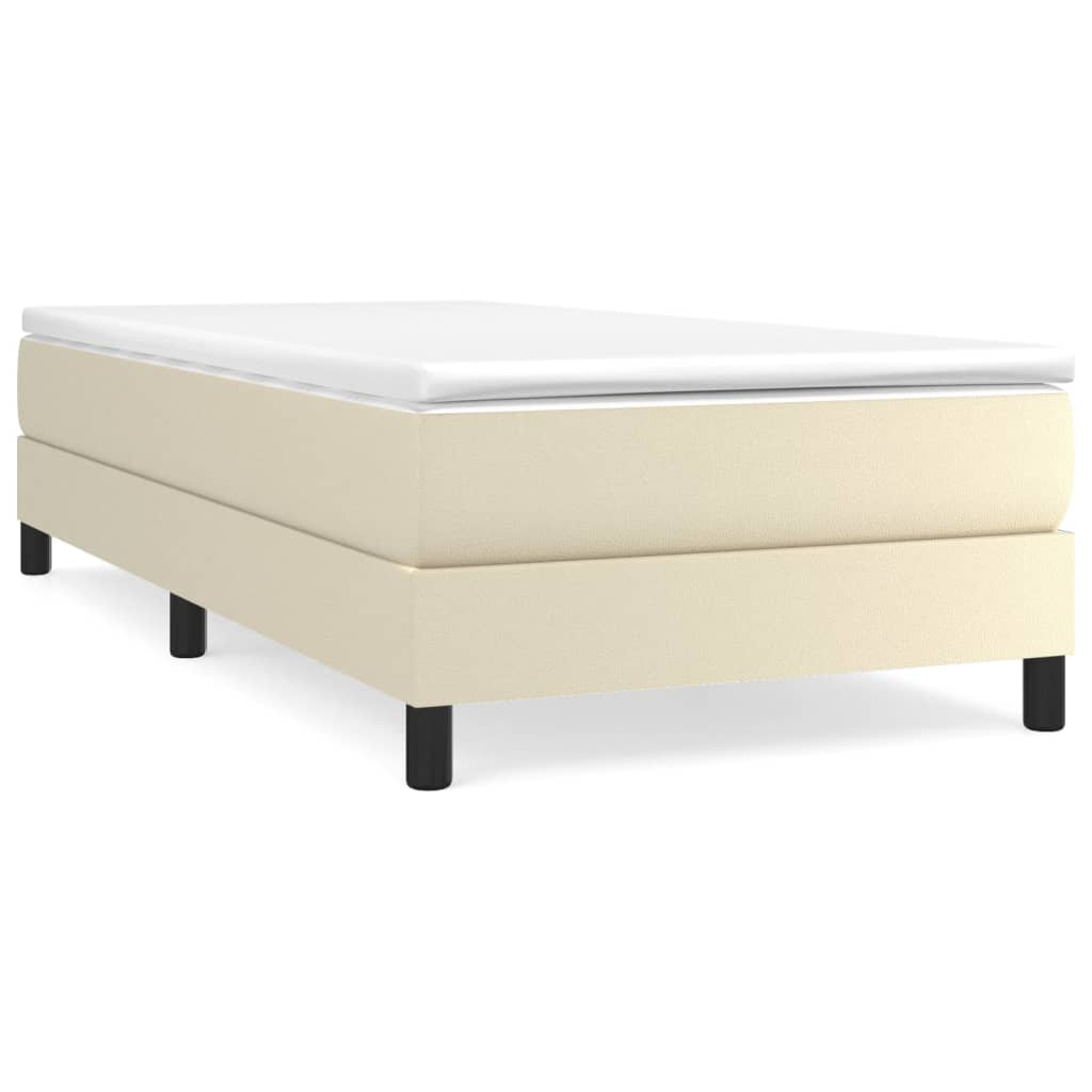 vidaXL Κρεβάτι Boxspring με Στρώμα Κρεμ 90x190 εκ. από Συνθετικό Δέρμα