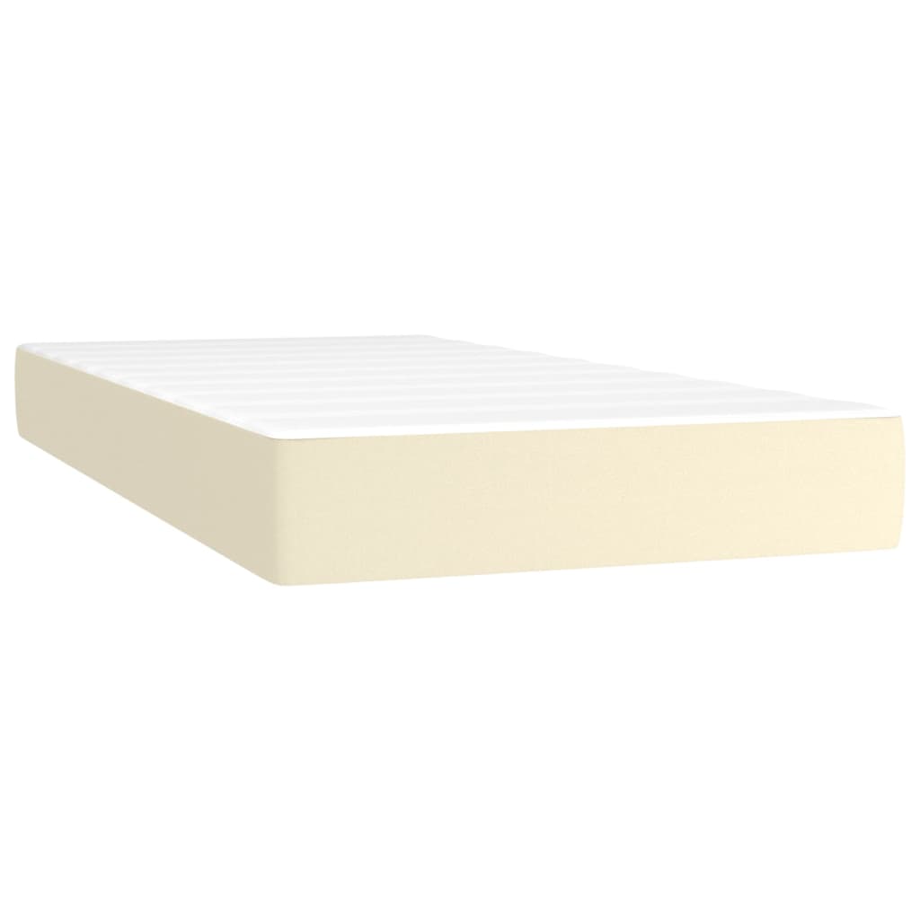 vidaXL Κρεβάτι Boxspring με Στρώμα Κρεμ 90x190 εκ. από Συνθετικό Δέρμα