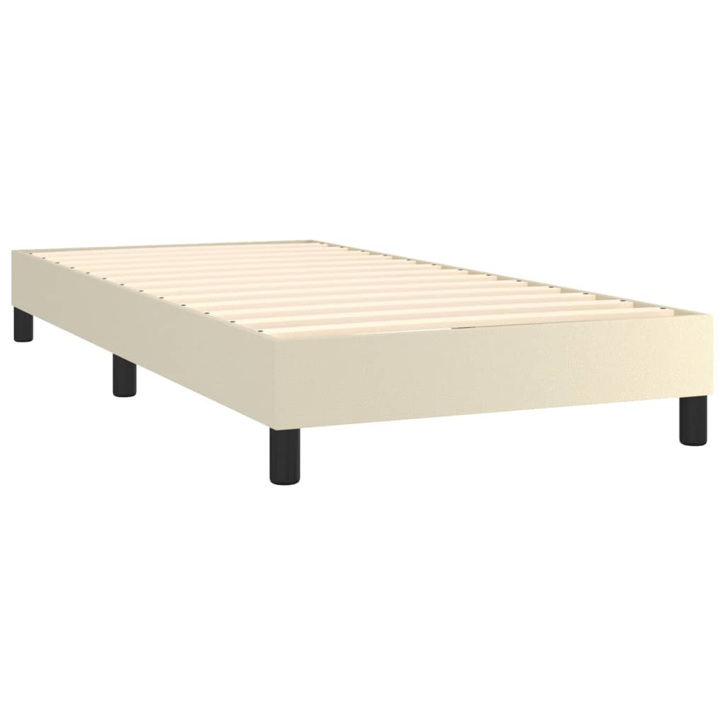 vidaXL Κρεβάτι Boxspring με Στρώμα Κρεμ 90x190 εκ. από Συνθετικό Δέρμα
