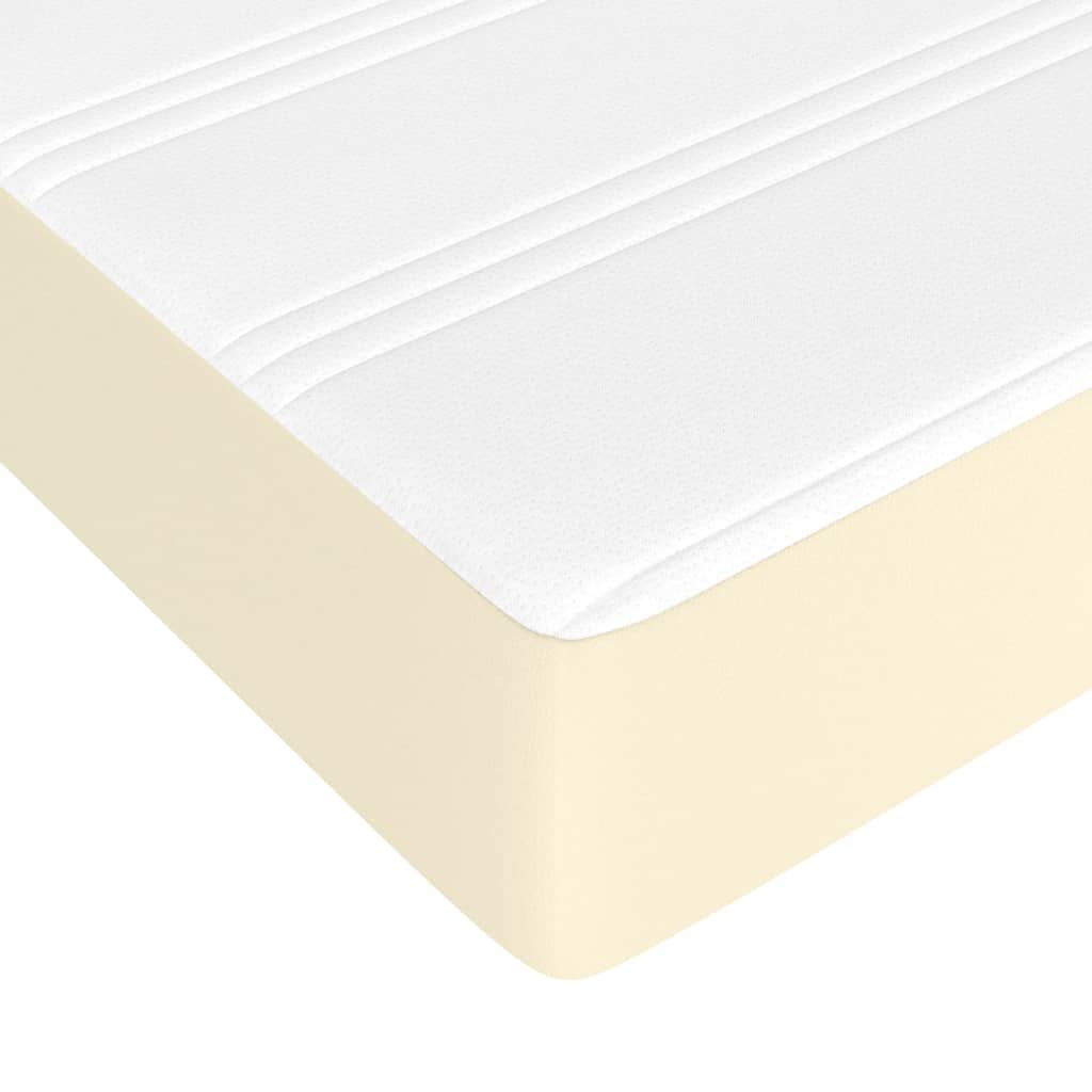 vidaXL Κρεβάτι Boxspring με Στρώμα Κρεμ 90x190 εκ. από Συνθετικό Δέρμα