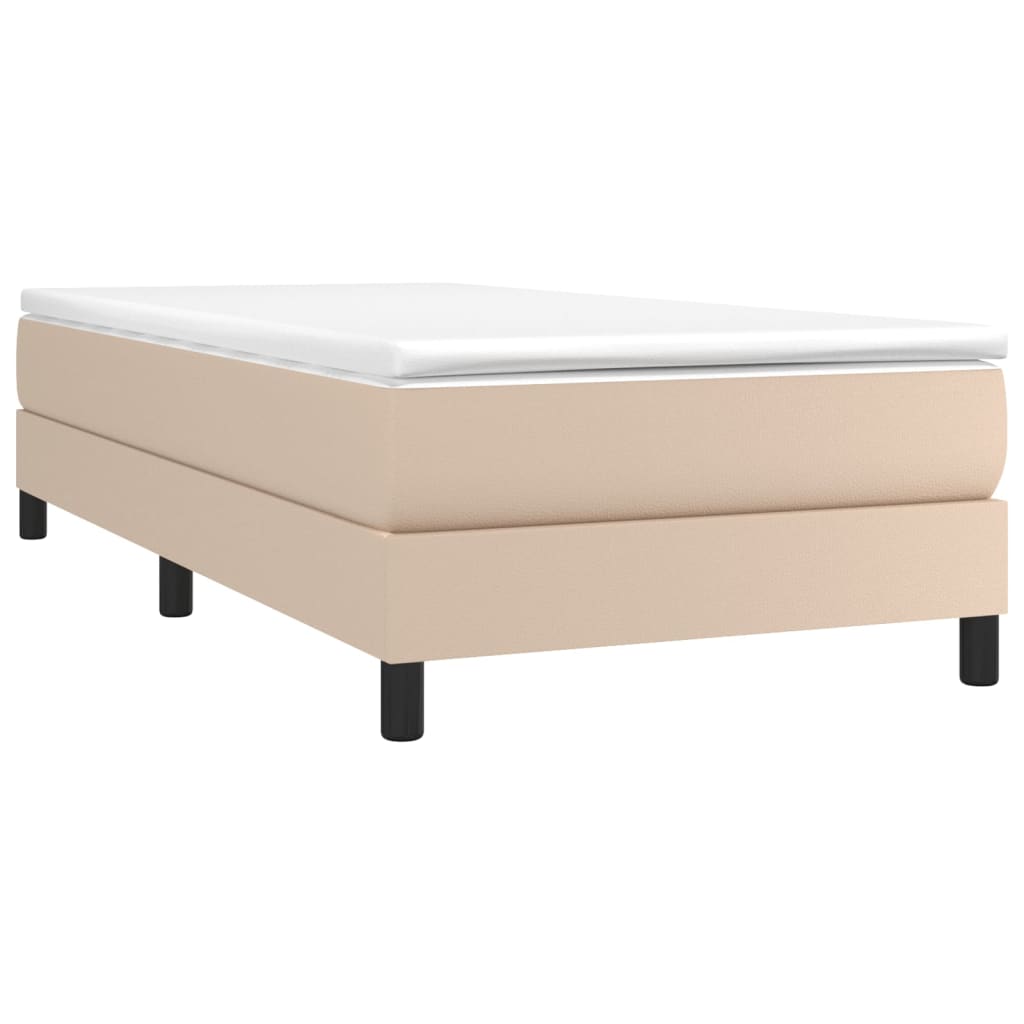 vidaXL Κρεβάτι Boxspring με Στρώμα Καπουτσίνο 90x200εκ.από Συνθ. Δέρμα