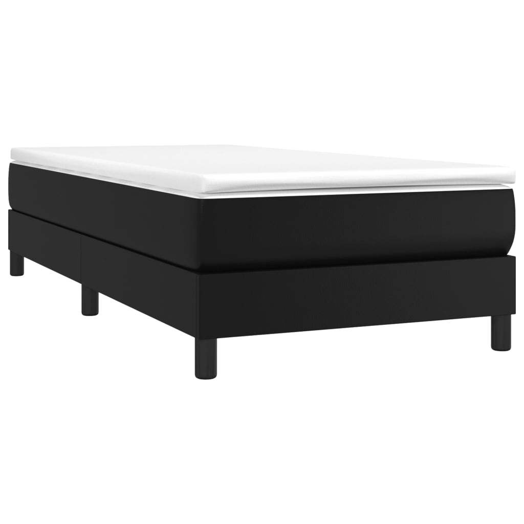 vidaXL Κρεβάτι Boxspring με Στρώμα Μαύρο 100x200εκ.από Συνθετικό Δέρμα