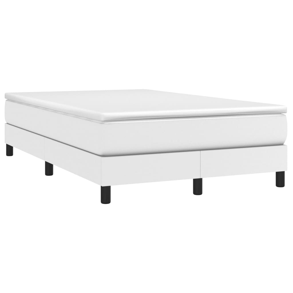 vidaXL Κρεβάτι Boxspring με Στρώμα Λευκό 120x200εκ.από Συνθετικό Δέρμα