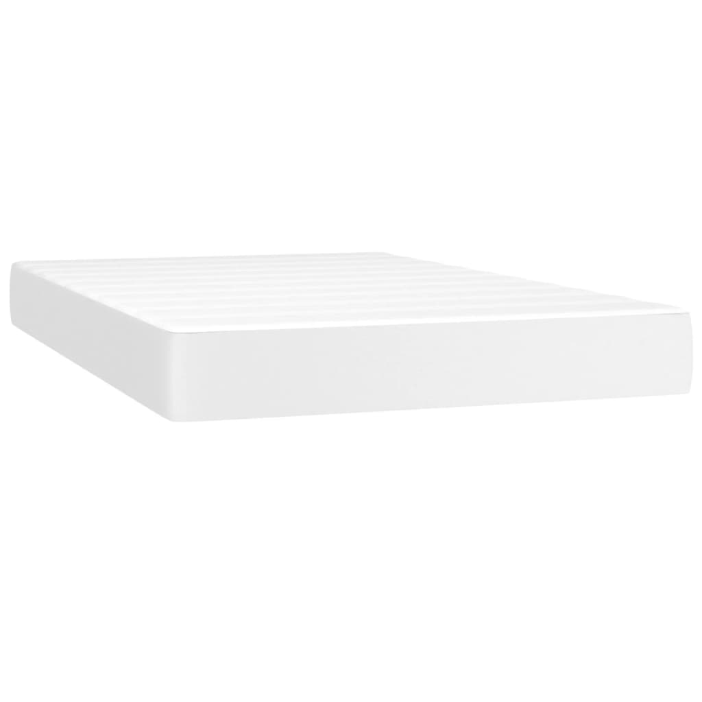vidaXL Κρεβάτι Boxspring με Στρώμα Λευκό 120x200εκ.από Συνθετικό Δέρμα