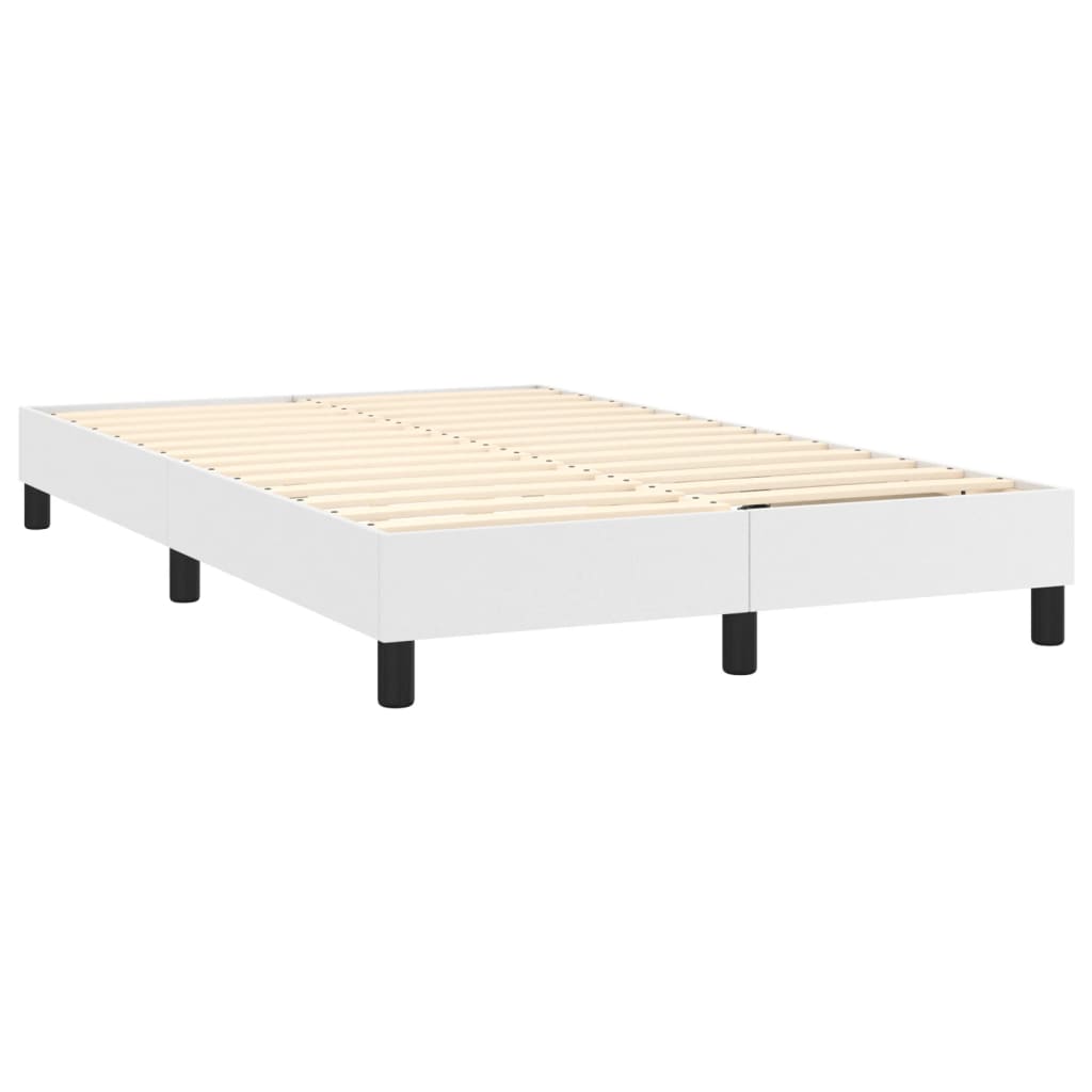 vidaXL Κρεβάτι Boxspring με Στρώμα Λευκό 120x200εκ.από Συνθετικό Δέρμα