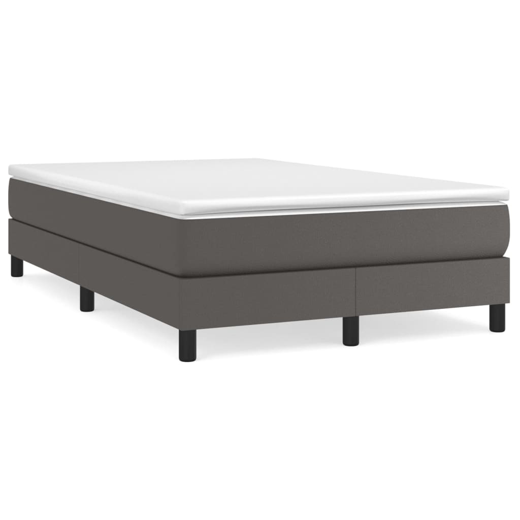 vidaXL Κρεβάτι Boxspring με Στρώμα Γκρι 120x200εκ. από Συνθετικό Δέρμα