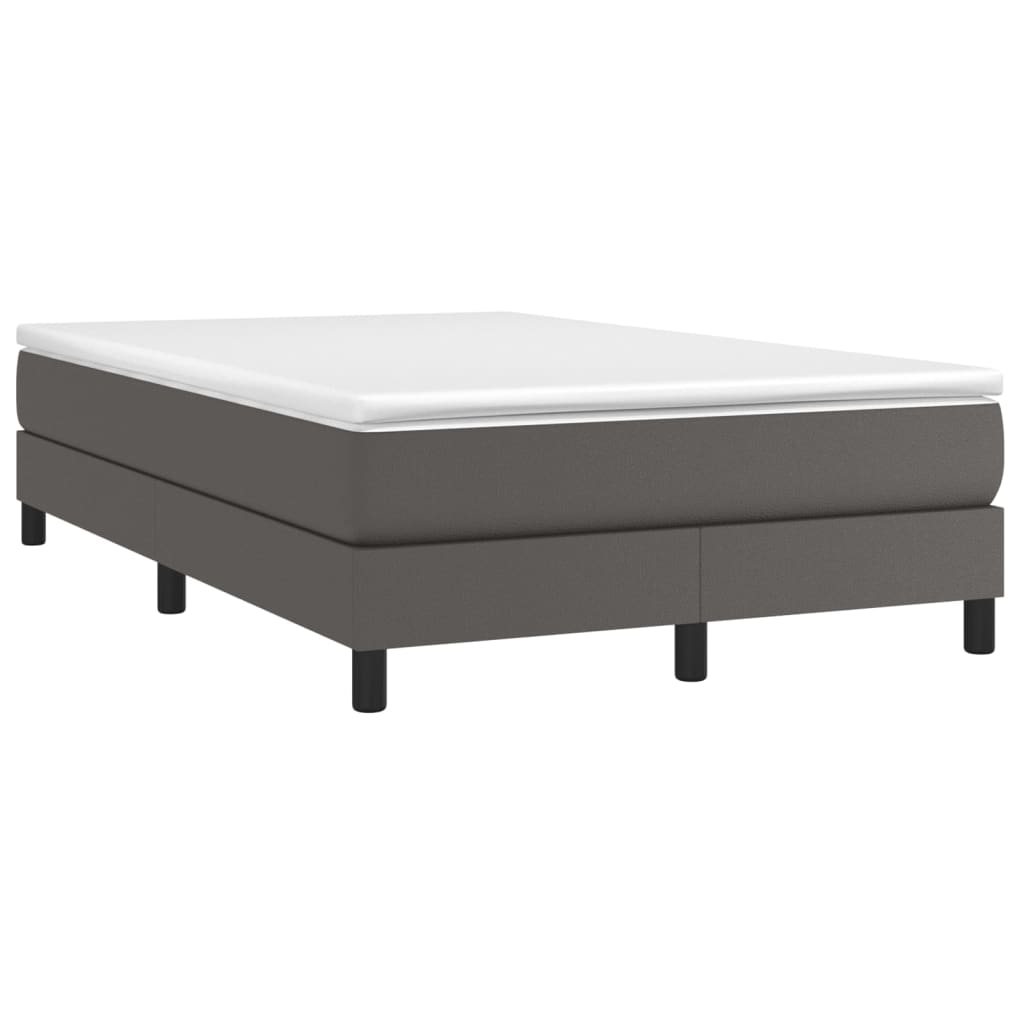 vidaXL Κρεβάτι Boxspring με Στρώμα Γκρι 120x200εκ. από Συνθετικό Δέρμα