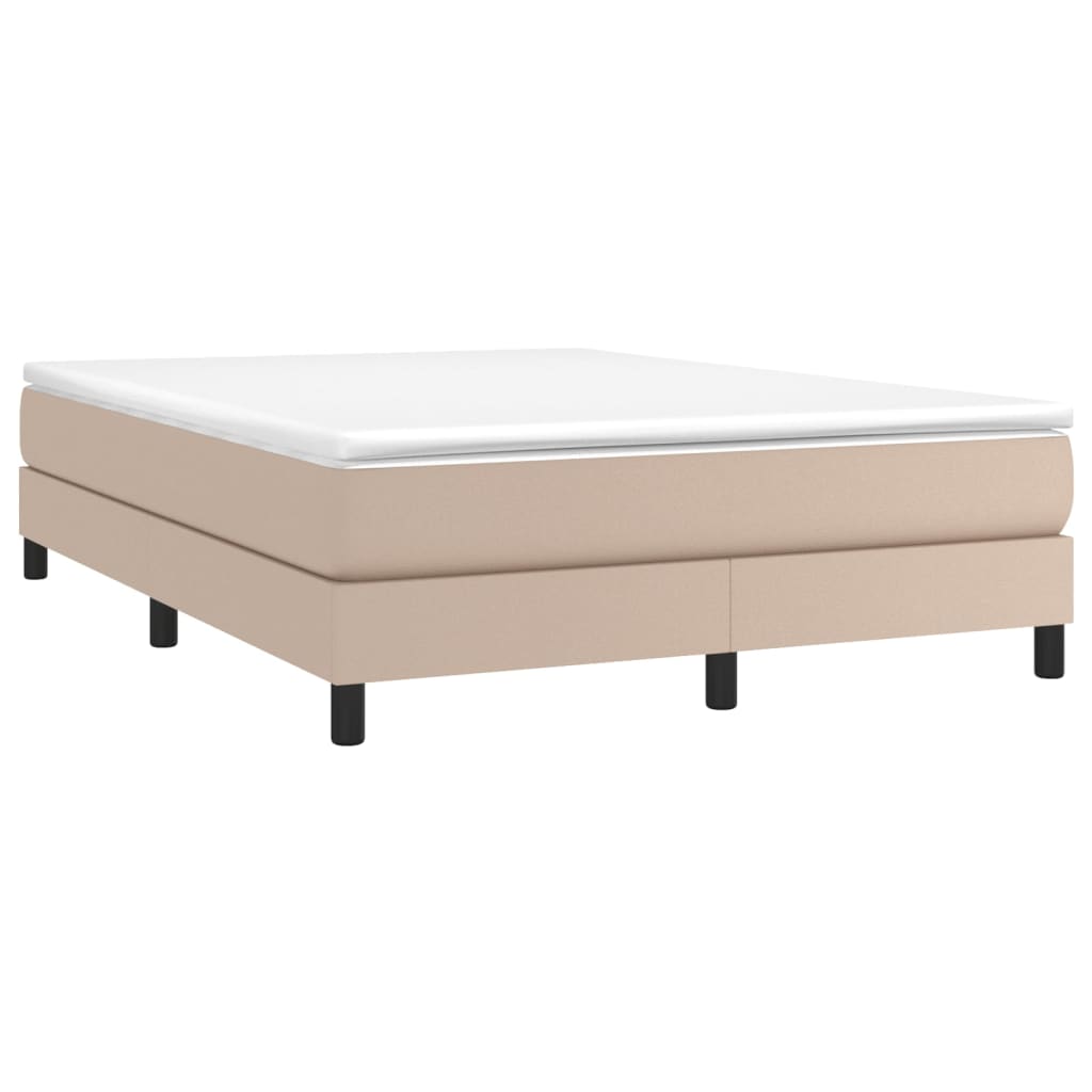 vidaXL Κρεβάτι Boxspring με Στρώμα Καπουτσίνο 140x190εκ.από Συνθ.Δέρμα