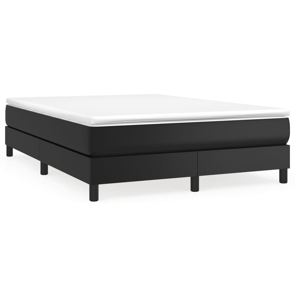 vidaXL Κρεβάτι Boxspring με Στρώμα Μαύρο 140x200εκ.από Συνθετικό Δέρμα