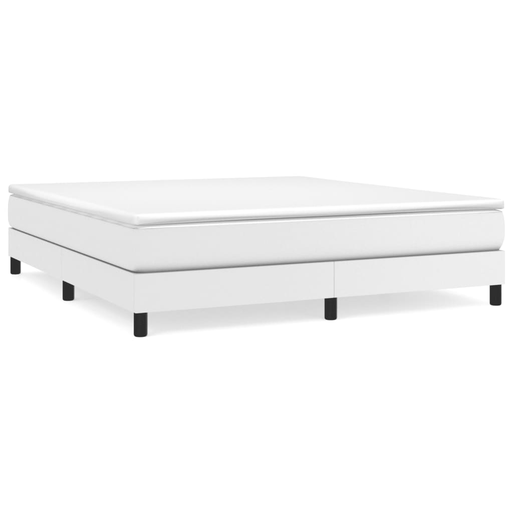 vidaXL Κρεβάτι Boxspring με Στρώμα Λευκό 160x200εκ.από Συνθετικό Δέρμα