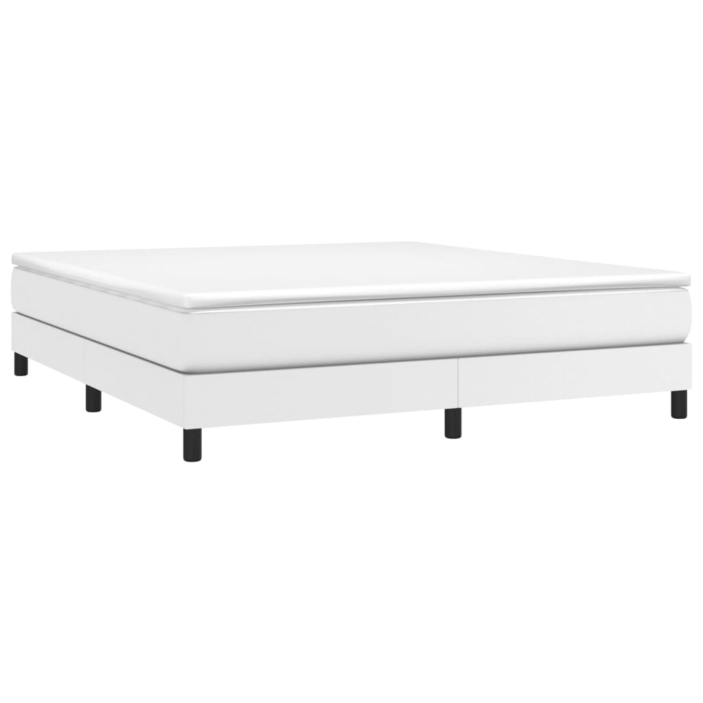 vidaXL Κρεβάτι Boxspring με Στρώμα Λευκό 160x200εκ.από Συνθετικό Δέρμα