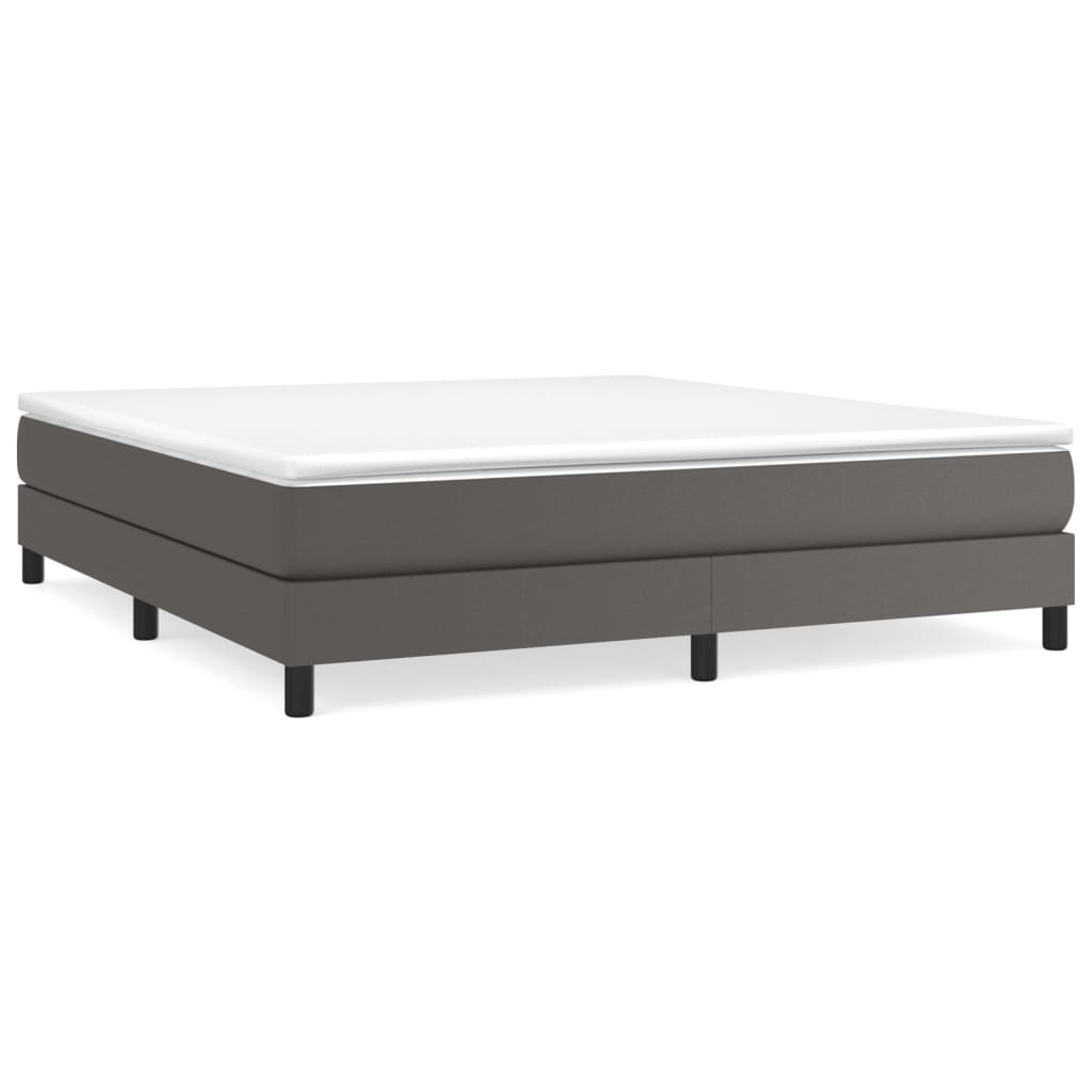 vidaXL Κρεβάτι Boxspring με Στρώμα Γκρι 160x200εκ. από Συνθετικό Δέρμα