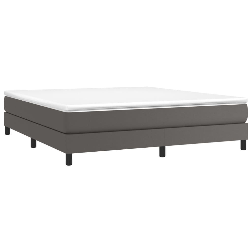 vidaXL Κρεβάτι Boxspring με Στρώμα Γκρι 160x200εκ. από Συνθετικό Δέρμα