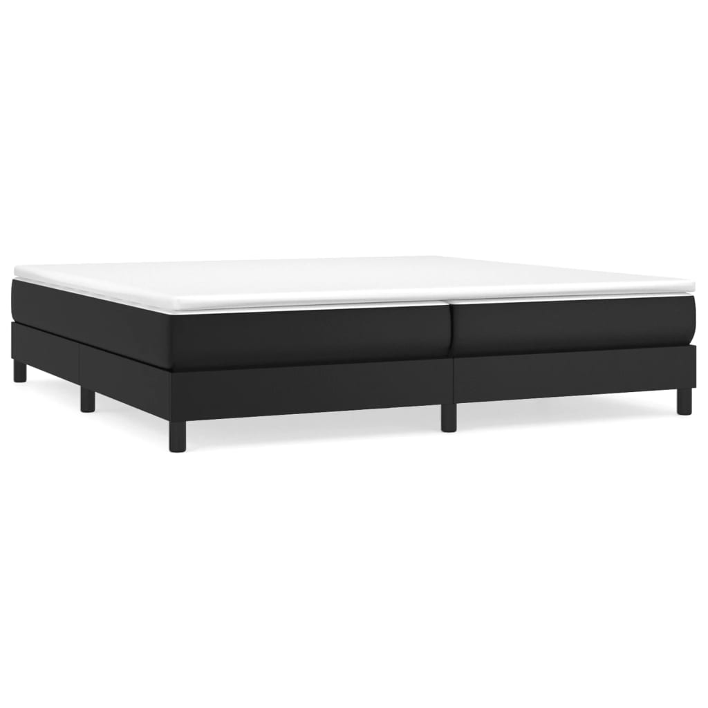 vidaXL Κρεβάτι Boxspring με Στρώμα Μαύρο 200x200 εκ. Συνθετικό Δέρμα