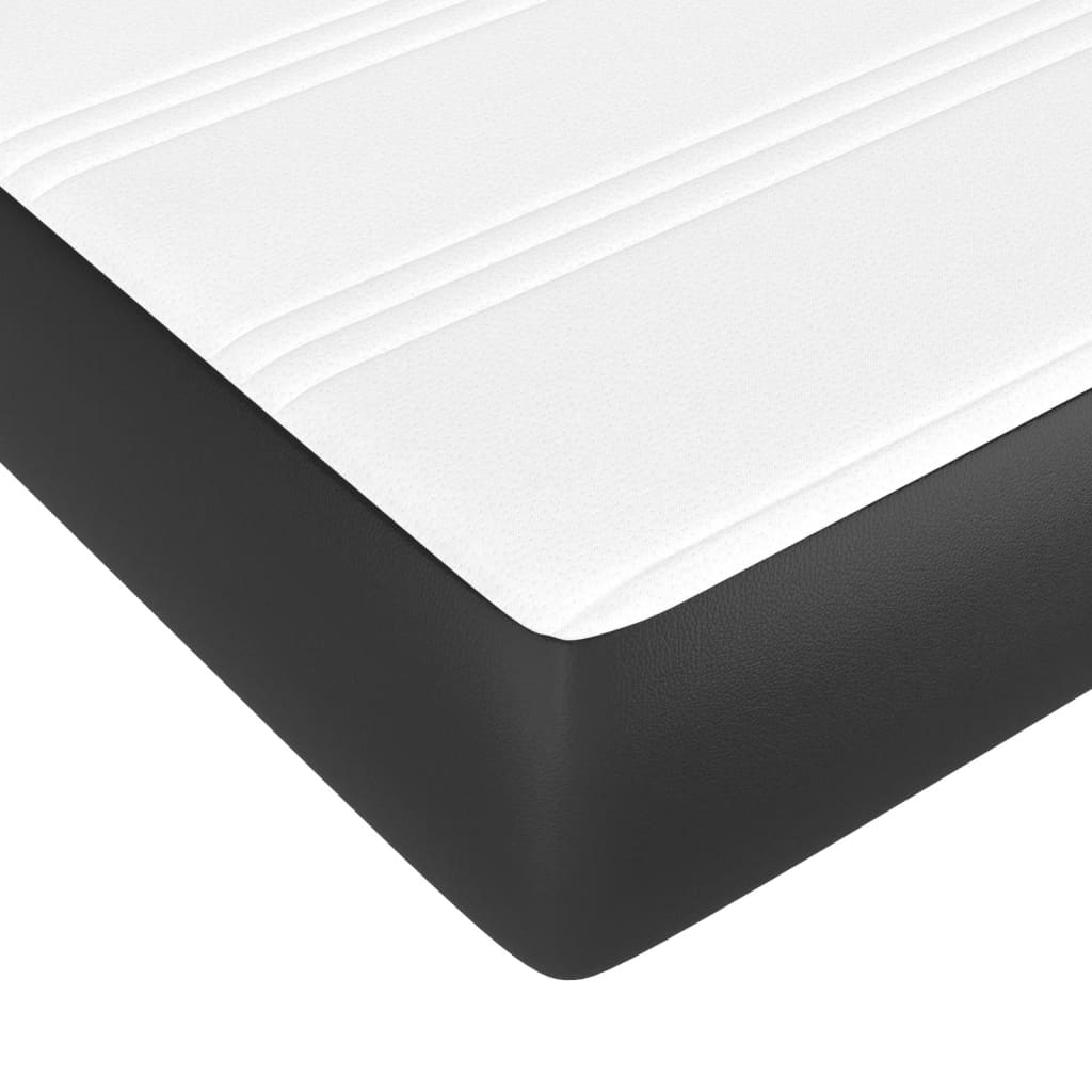 vidaXL Κρεβάτι Boxspring με Στρώμα Μαύρο 200x200 εκ. Συνθετικό Δέρμα