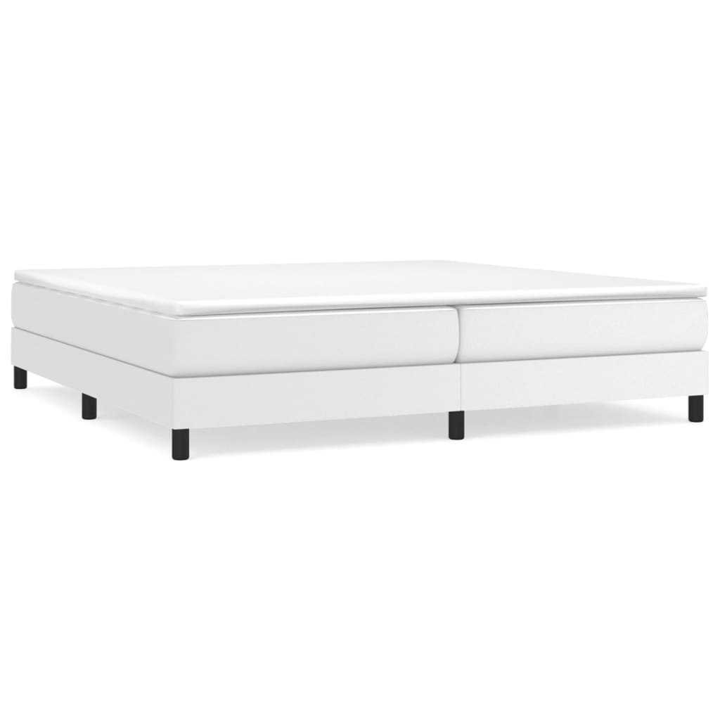 vidaXL Κρεβάτι Boxspring με Στρώμα Λευκό 200x200 εκ. Συνθετικό Δέρμα