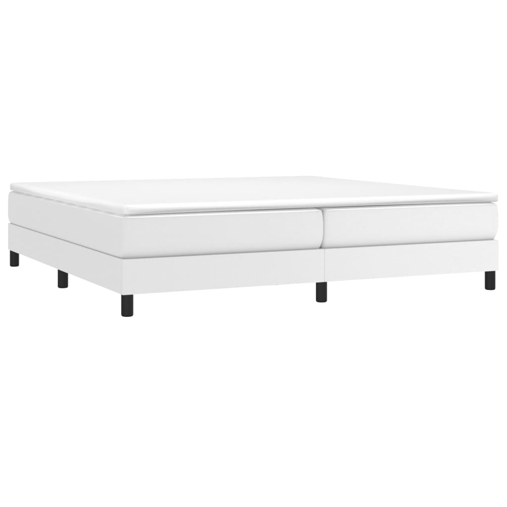 vidaXL Κρεβάτι Boxspring με Στρώμα Λευκό 200x200 εκ. Συνθετικό Δέρμα