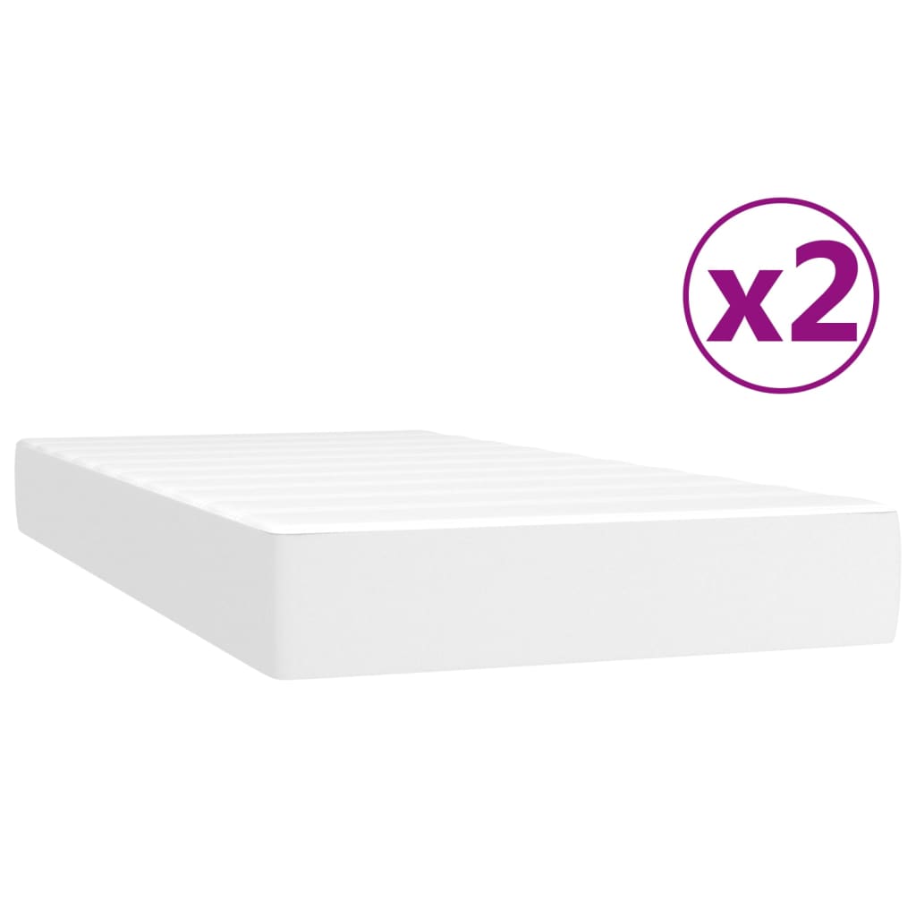 vidaXL Κρεβάτι Boxspring με Στρώμα Λευκό 200x200 εκ. Συνθετικό Δέρμα