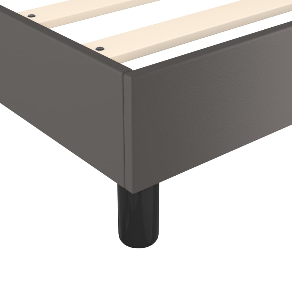 vidaXL Κρεβάτι Boxspring με Στρώμα Γκρι 200x200 εκ. Συνθετικό Δέρμα