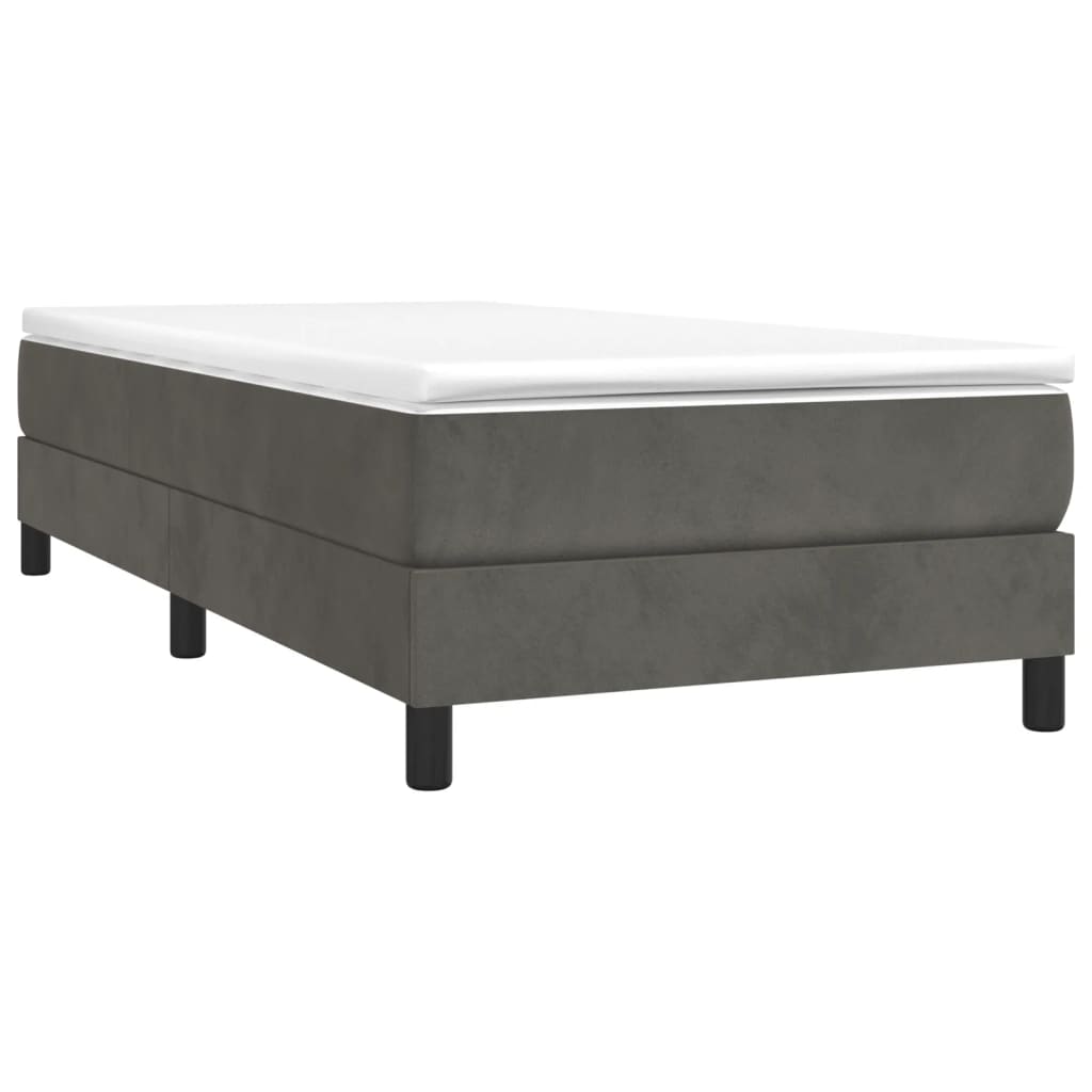 vidaXL Κρεβάτι Boxspring με Στρώμα Σκούρο Γκρι 90x190 εκ. Βελούδινο