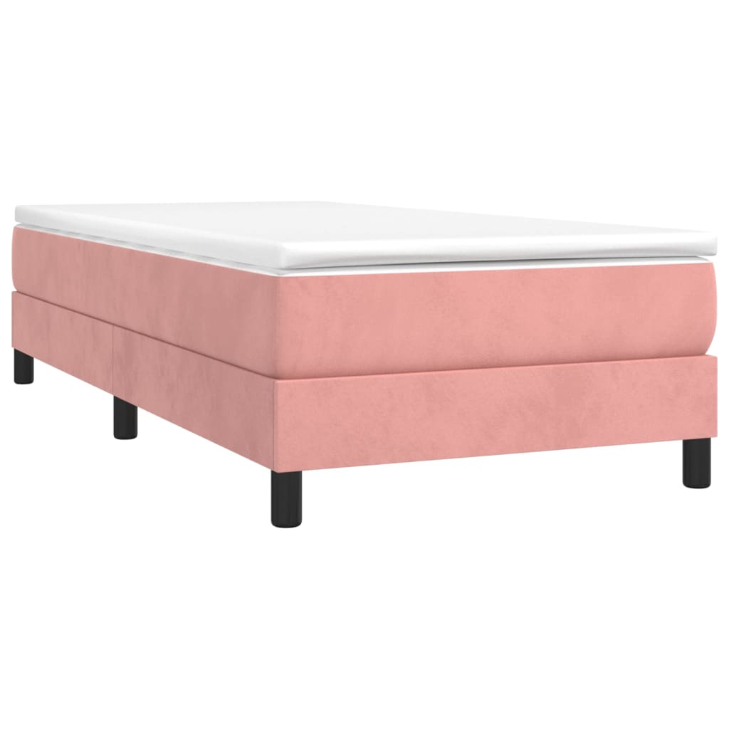 vidaXL Κρεβάτι Boxspring με Στρώμα Ροζ 90x190 εκ. Βελούδινο