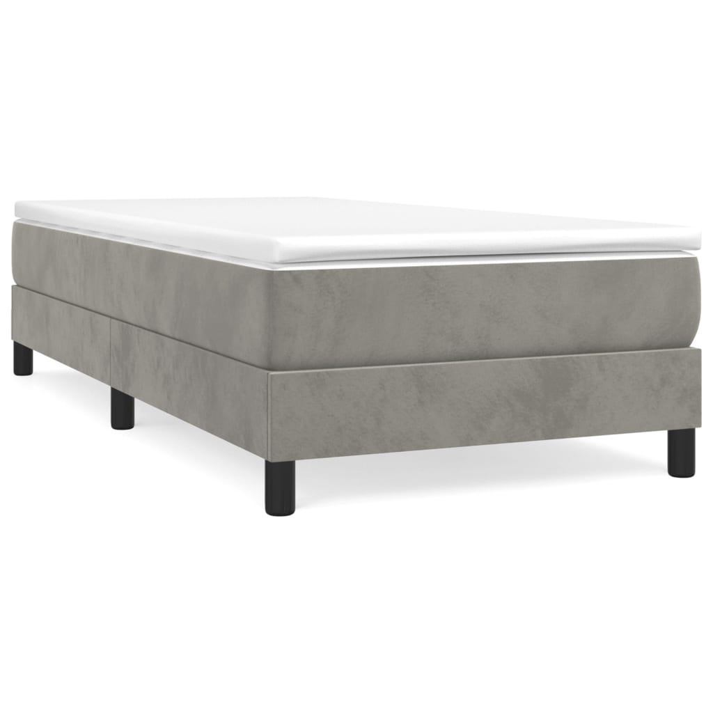vidaXL Κρεβάτι Boxspring με Στρώμα Ανοιχτό Γκρι 90x200 εκ. Βελούδινο