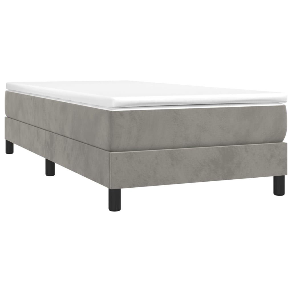 vidaXL Κρεβάτι Boxspring με Στρώμα Ανοιχτό Γκρι 90x200 εκ. Βελούδινο