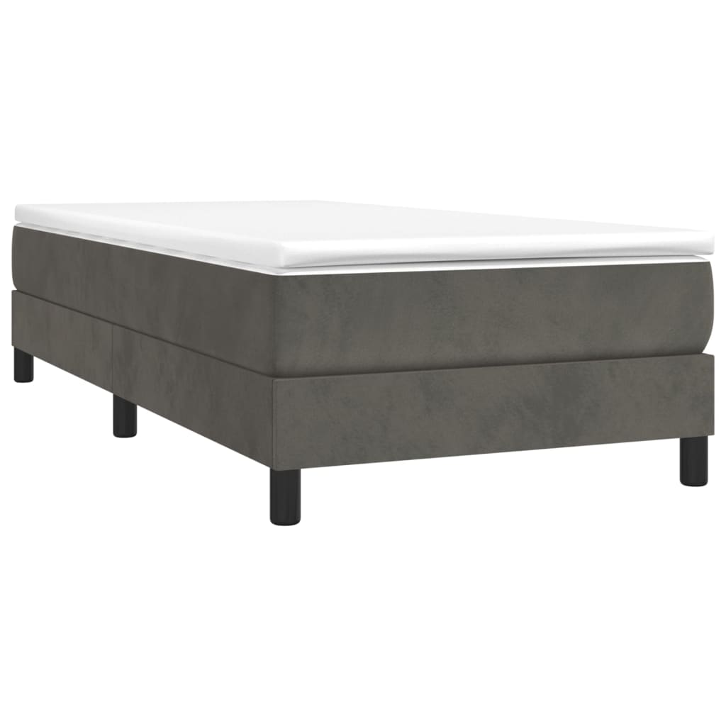 vidaXL Κρεβάτι Boxspring με Στρώμα Σκούρο Γκρι 100x200 εκ. Βελούδινο