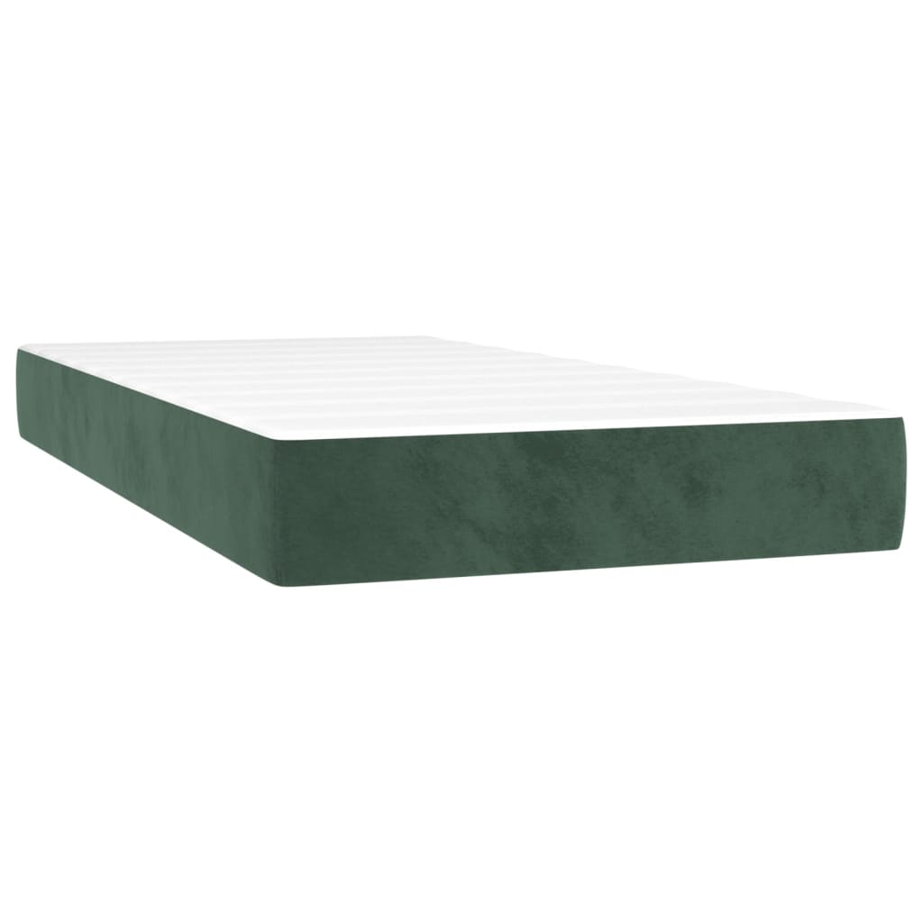 vidaXL Κρεβάτι Boxspring με Στρώμα Σκούρο Πράσινο 100x200εκ. Βελούδινο