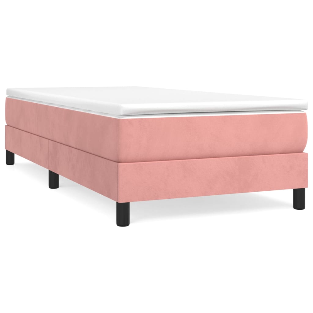 vidaXL Κρεβάτι Boxspring με Στρώμα Ροζ 100x200 εκ. Βελούδινο