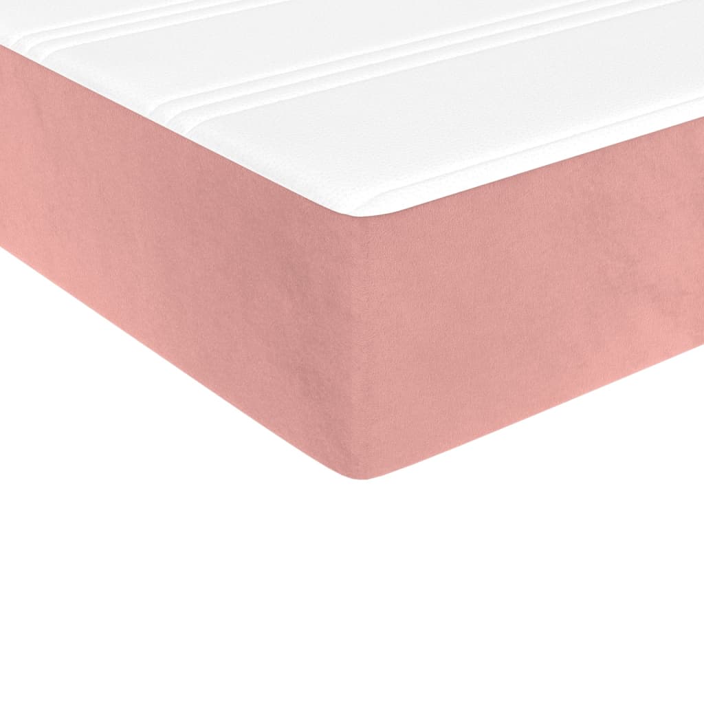 vidaXL Κρεβάτι Boxspring με Στρώμα Ροζ 100x200 εκ. Βελούδινο