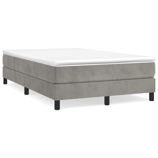 vidaXL Κρεβάτι Boxspring με Στρώμα Ανοιχτό Γκρι 120x200 εκ. Βελούδινο