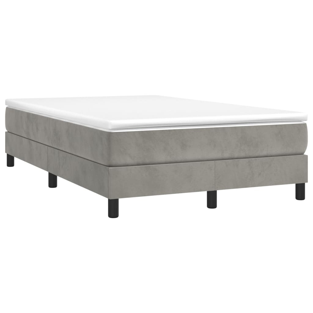 vidaXL Κρεβάτι Boxspring με Στρώμα Ανοιχτό Γκρι 120x200 εκ. Βελούδινο