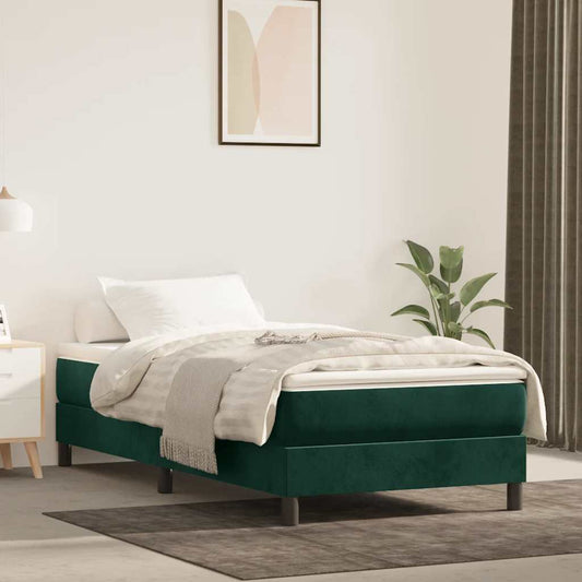 vidaXL Κρεβάτι Boxspring με Στρώμα Σκούρο Πράσινο 120x200εκ. Βελούδινο