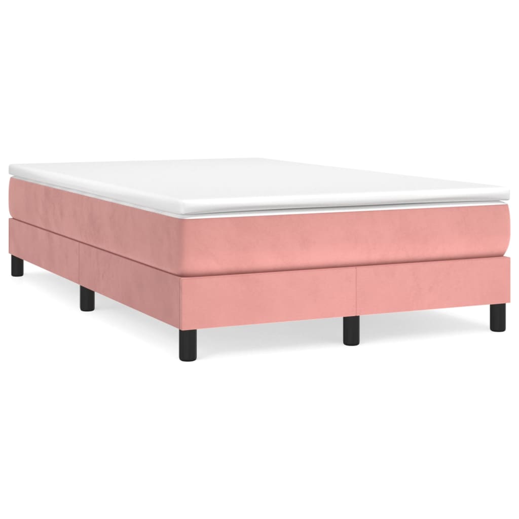 vidaXL Κρεβάτι Boxspring με Στρώμα Ροζ 120x200 εκ. Βελούδινο