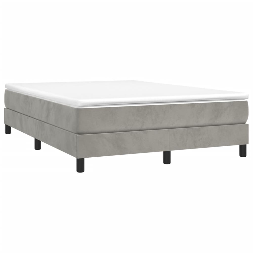 vidaXL Κρεβάτι Boxspring με Στρώμα Ανοιχτό Γκρι 140x190 εκ. Βελούδινο