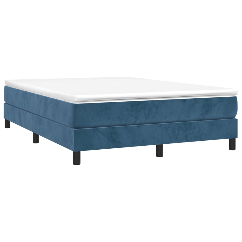 vidaXL Κρεβάτι Boxspring με Στρώμα Σκούρο Μπλε 140x190 εκ. Βελούδινο
