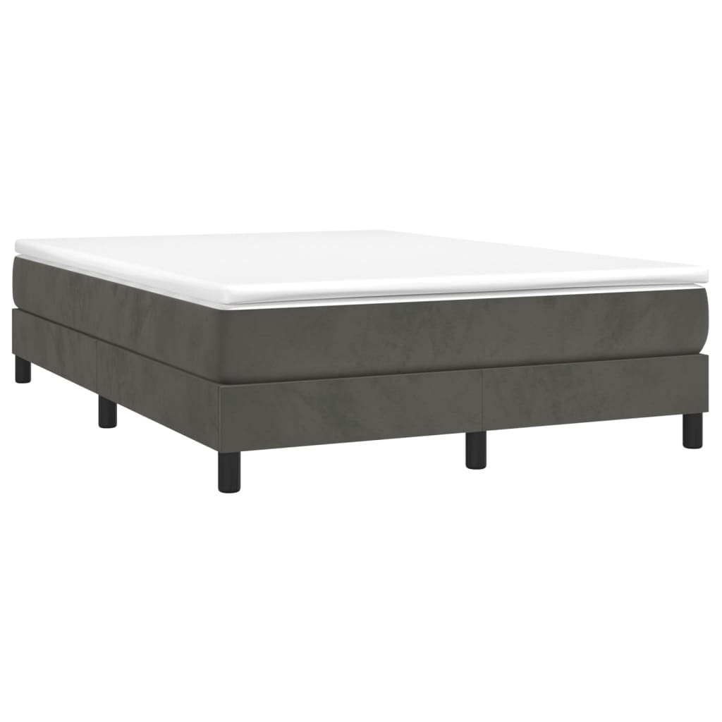 vidaXL Κρεβάτι Boxspring με Στρώμα Σκούρο Γκρι 140x200 εκ. Βελούδινο