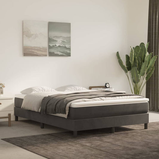 vidaXL Κρεβάτι Boxspring με Στρώμα Σκούρο Γκρι 140x200 εκ. Βελούδινο