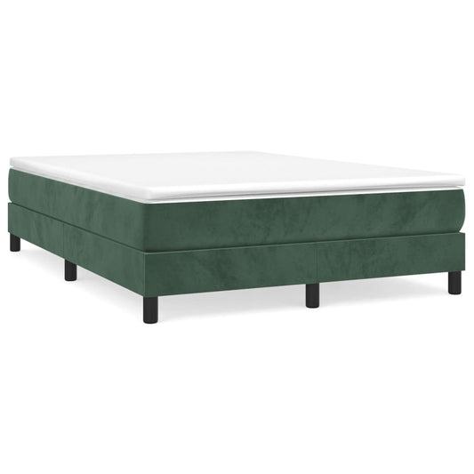 vidaXL Κρεβάτι Boxspring με Στρώμα Σκούρο Πράσινο 140x200εκ. Βελούδινο