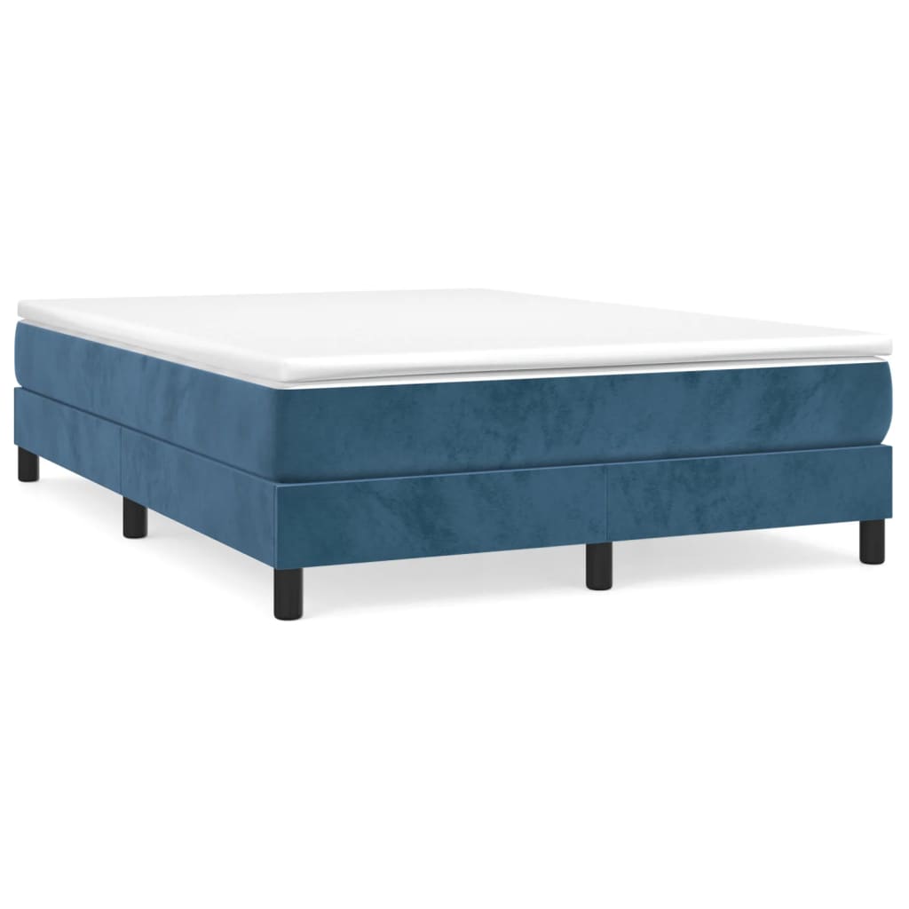 vidaXL Κρεβάτι Boxspring με Στρώμα Σκούρο Μπλε 140x200 εκ. Βελούδινο