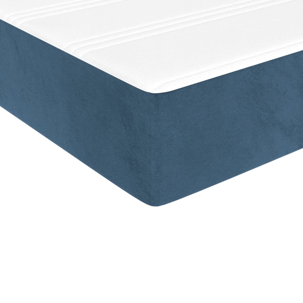 vidaXL Κρεβάτι Boxspring με Στρώμα Σκούρο Μπλε 140x200 εκ. Βελούδινο