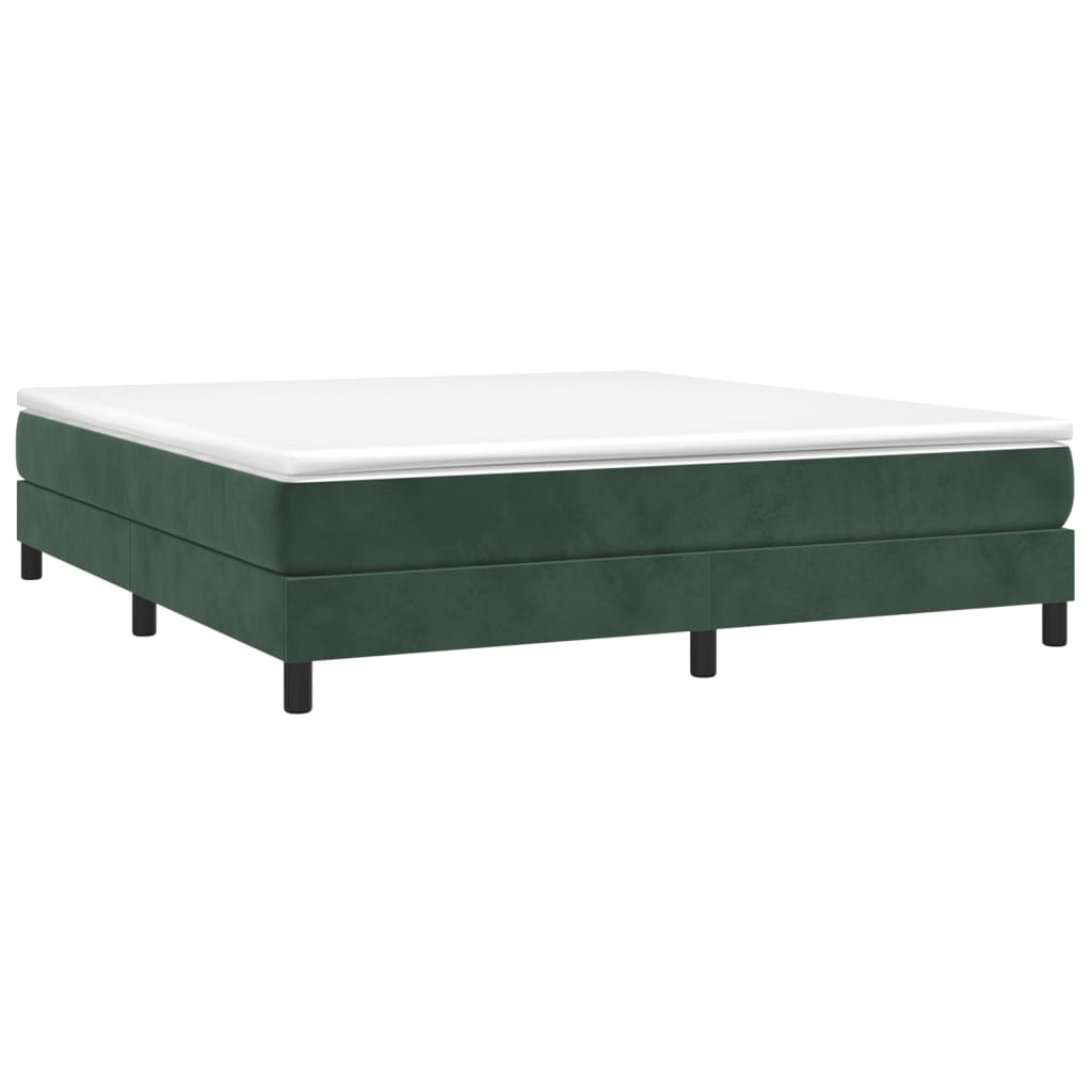 vidaXL Κρεβάτι Boxspring με Στρώμα Σκούρο Πράσινο 160x200εκ. Βελούδινο