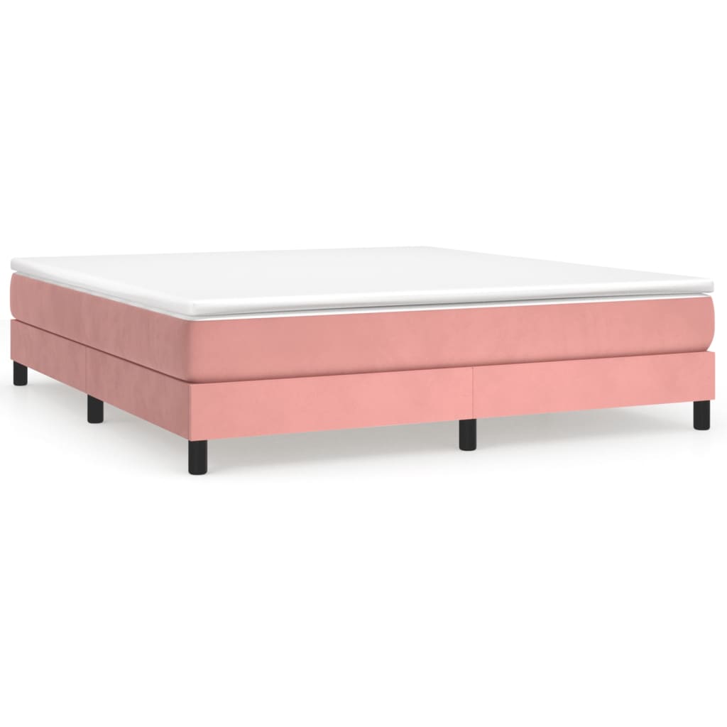 vidaXL Κρεβάτι Boxspring με Στρώμα Ροζ 160x200 εκ. Βελούδινο