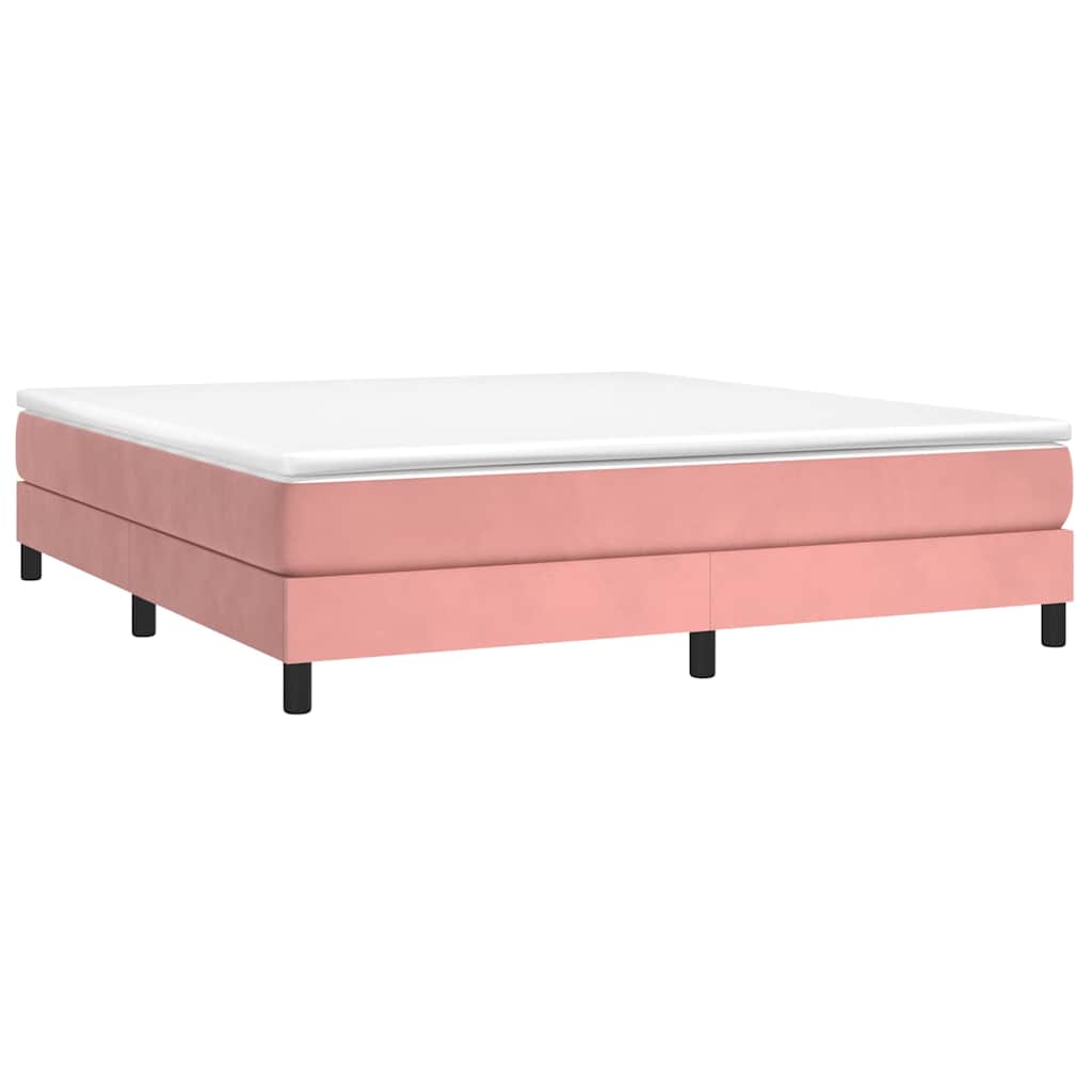 vidaXL Κρεβάτι Boxspring με Στρώμα Ροζ 160x200 εκ. Βελούδινο