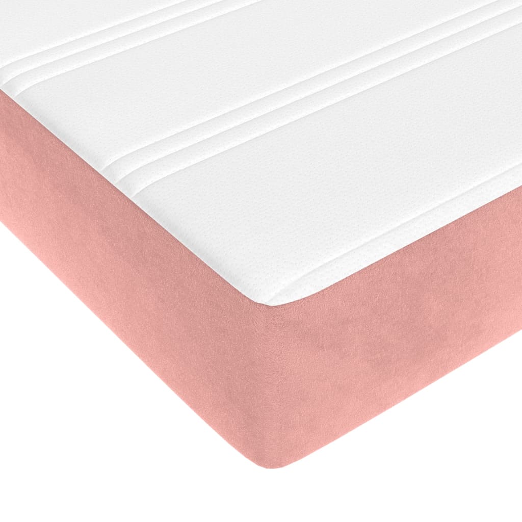 vidaXL Κρεβάτι Boxspring με Στρώμα Ροζ 160x200 εκ. Βελούδινο